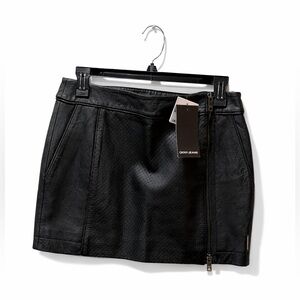 NWT DKNY Black Genuine Leather Skirt